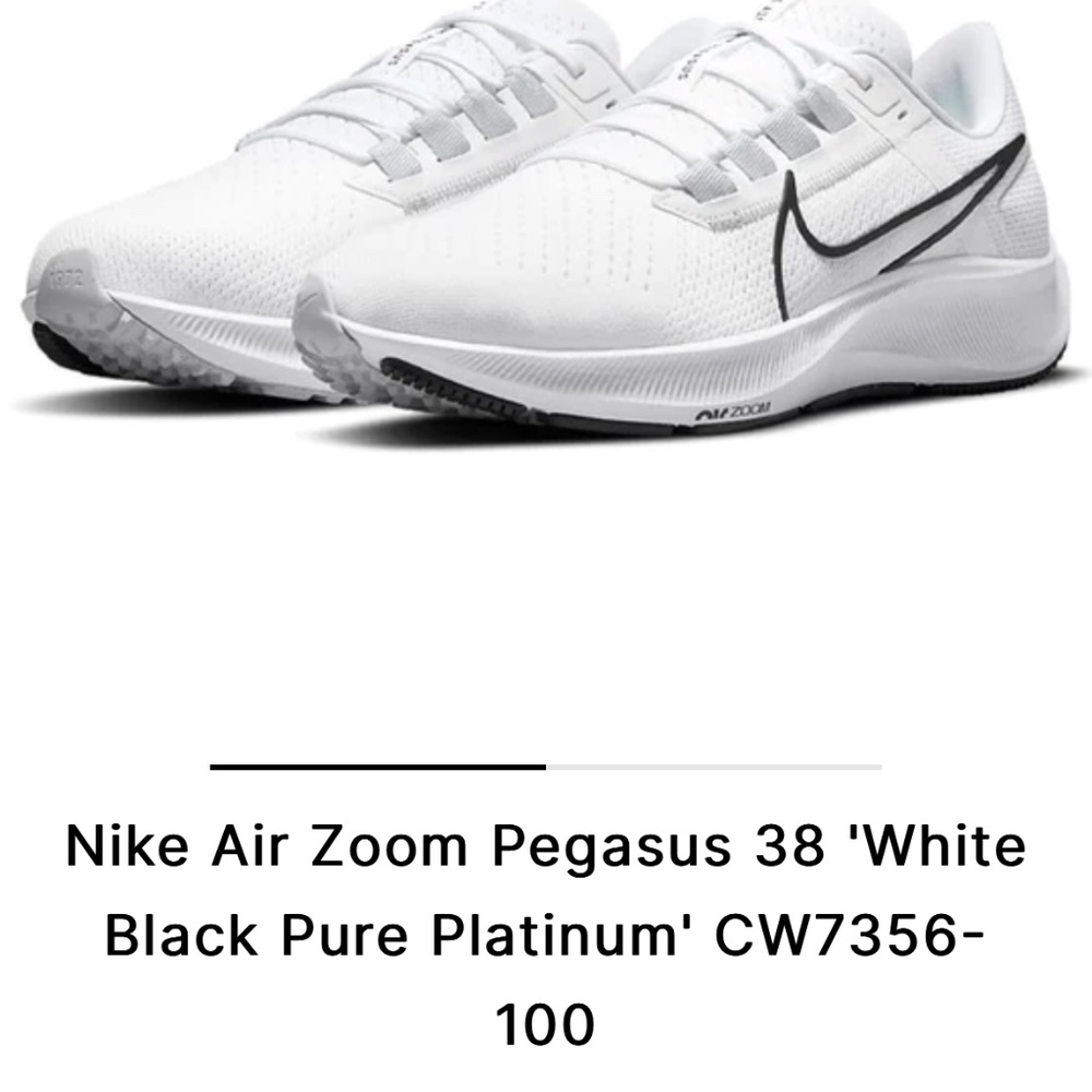 Nike Air Zoom Pegasus 38 'White Black Pure Platinum' CW7356-100